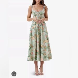 House of CB green floral midi dress